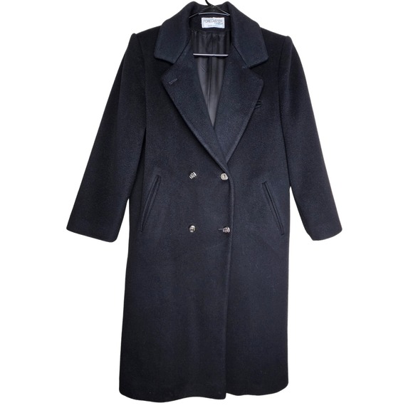 Vintage Forecaster of Boston Wool Blend Coat Women's Size 6 Long Black Overcoat - Picture 1 of 14